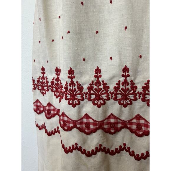 Vintage 60s 70s Maternity Maxi Dress Dan Howard Empire Waist Embroidery Cottage - Picture 2 of 16